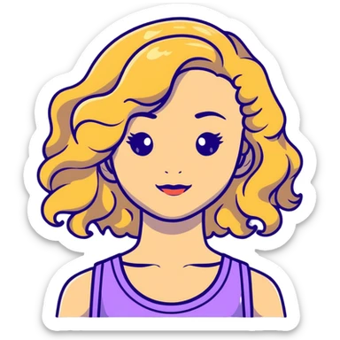 wavy hair girl light skin sticker