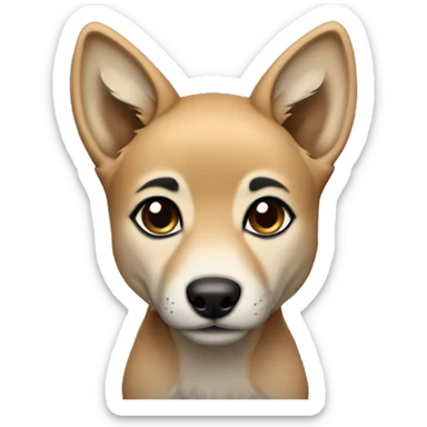 4 very short legs a light brown puppy-like wolf with black ears sticker