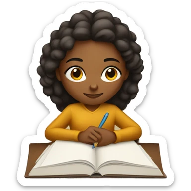 Brown woman writing in journal sticker