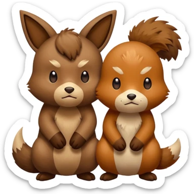 2 friendly pokemans one fell down and the other is helping the other get up  sticker