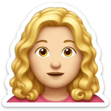 Obesity. A middle-aged woman with golden long hair. sticker