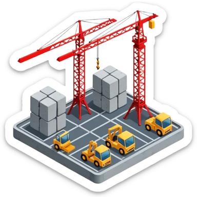 isometric construction site of airport sticker