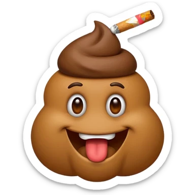 cartoon poo emoji with a cigarette in its mouth sticker
