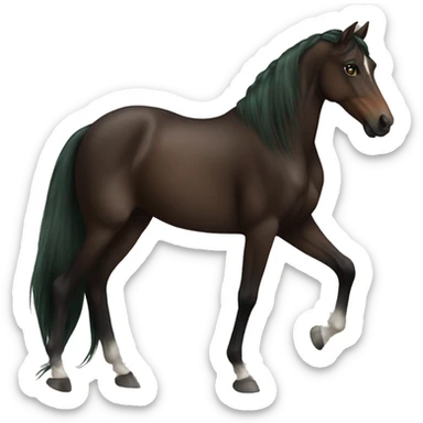 Dark brown arabian horse with brown haired green eyed girl sticker