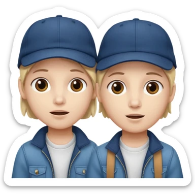 Make me a twin writing a cap while listening to a song sticker