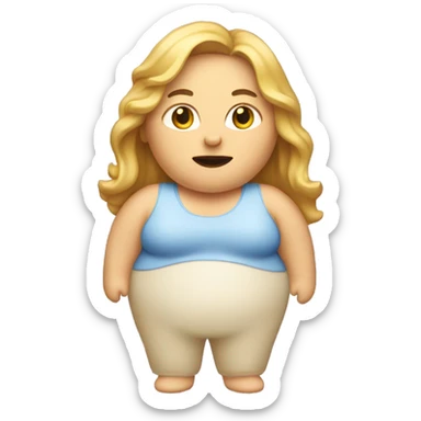 Obesity. A middle-aged woman with golden long hair. sticker