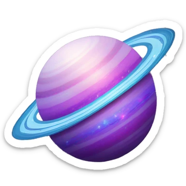 sparkly glittery blue purple and pink glitter planet with white saturn ring sticker