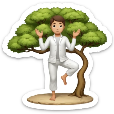 pratiquant de qi gong en position de l'arbre, en tenue noire ou blanche sticker