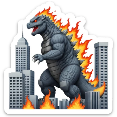 godzilla destroying a city sticker