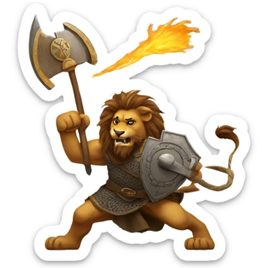 A lion defeating a viking sticker