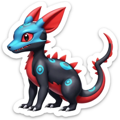 Cute Shiny Colorful Guilmon-Salandit-Umbreon-Fakémon-hybrid-creature (full body)  sticker