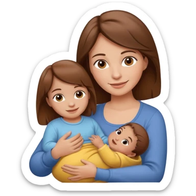 Mother holding infant brown hair fair skin sticker