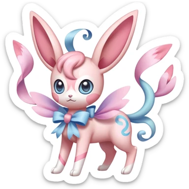 Kawaii Sylveon fairy type Pokémon, full body sticker
