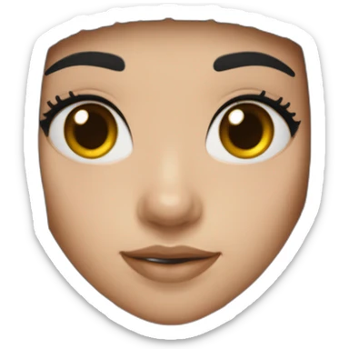 girl with long dark hair in a black Beanie hat with a birthmark on the right eyelid sticker