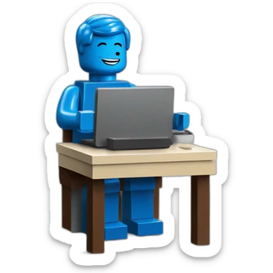 lego man working remotely sticker
