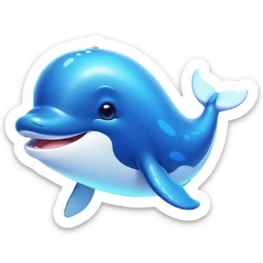 Cinematic Cute Humpback Whale Portrait Emoji, Head tilted playfully and inquisitively, featuring a softly rounded body with bright, sparkling eyes and an adorably expressive mouth, Simplified yet irresistibly adorable features, highly detailed, glowing with a warm, ocean-blue glow, high shine, affectionate and gentle, stylized with a touch of whimsical aquatic charm, soft glowing outline, capturing the essence of a friendly and endearing whale that seems as if it could sing its way into your heart! sticker