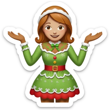 shrug woman gingerbread sticker