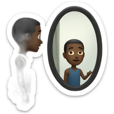 black man watching mirror sticker