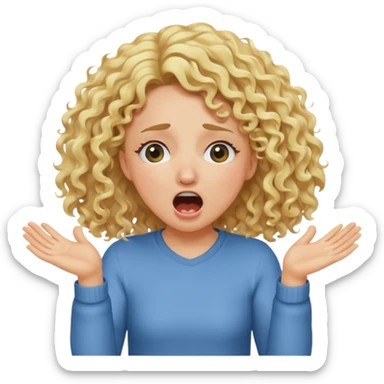 Emoji di ragazza bionda riccia che urla e mette una mano ben aperta in faccia davanti gli occhi sticker