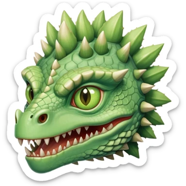 Spiny reptilian human face, warrior with bony scaly face, almond lime eyes sticker