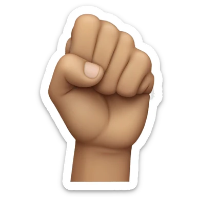 two hands in a fist with only the smallest finger out and interlocking sticker