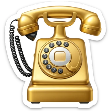 One single Golden phone icon, png, no background, no border sticker