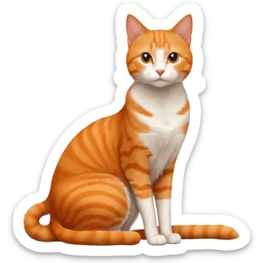 full body solid orange domestic shorthair slim cat sitting sticker