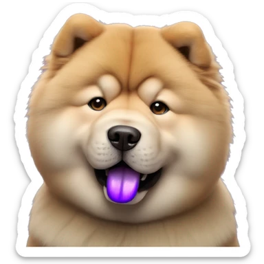 Chow chow with purple tongue, photorealistic 4k sticker
