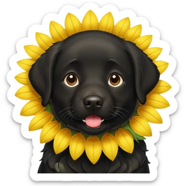  Black Labrador retriever and sunflower  sticker