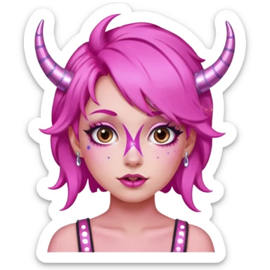 glitter pink girl naughty selfie glitter pink horns sticker