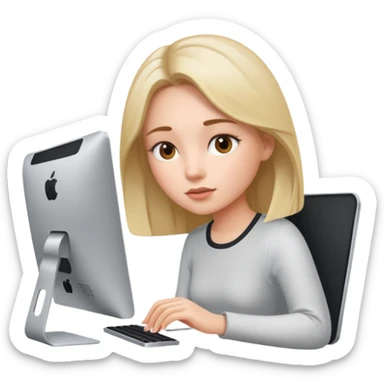 Girl working with iMac sticker
