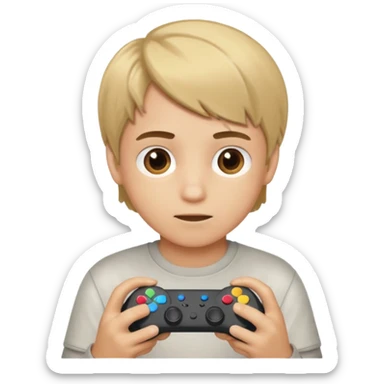 boy with dirty blonde hair and brown eyes gaming sticker