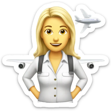 white woman farmer flying airplane sticker