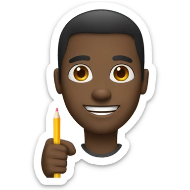 black man thumb up with pencil sticker
