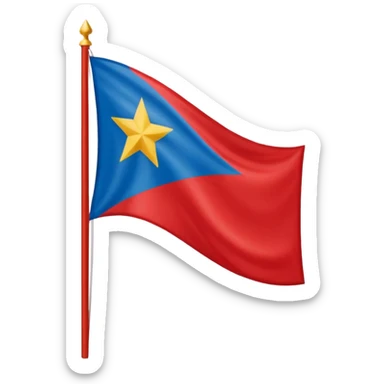 Bandeira vermelha, com uma faixa branca na diagonal, e uma estrela azul no meio sticker