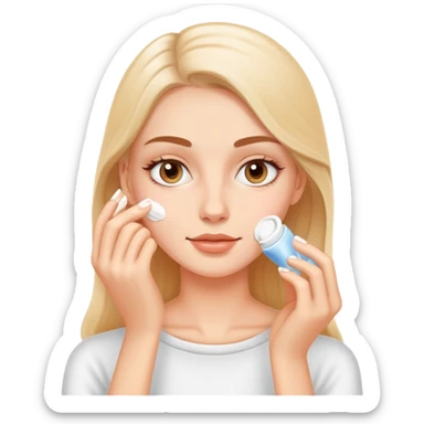 White girl applying face cream  sticker