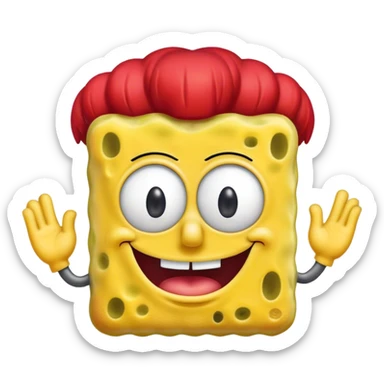 Sponge bob with a red and black wig sticker