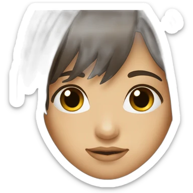 dark-brown-long-hair-fringe-girl-with-black -eyes Download emoji sticker