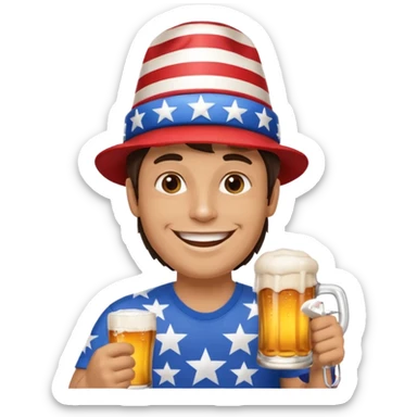 4th of july celebrate brunette man sticker