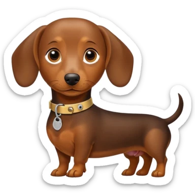Dachshund dog with collar name tag that says DeSean sticker