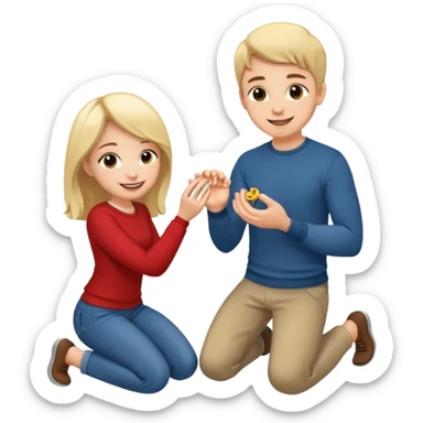 🧎‍♂️‍➡️💍💃 a boy parposing a girl boy on his knee and boy give him ring  sticker