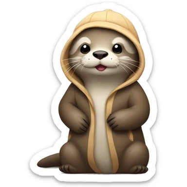 Otter with pijama and pijama hat tucked in and ready to sleep sticker