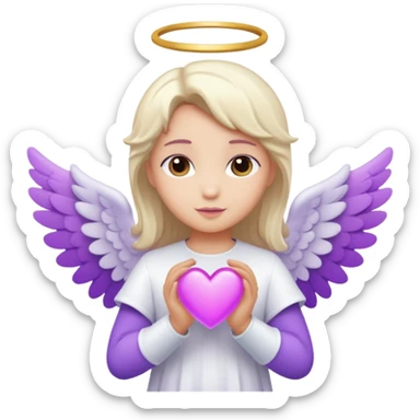 love cupid purple cute no human, an angel with heart, a withe angel sticker