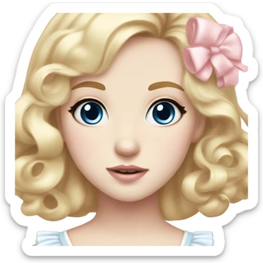sweet lolita blond hair blue eyes white skin light pink dress sticker