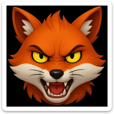 A 2D cartoon fox emoji with an angry expression, showing teeth and furrowed brows, with yellow eyes. sticker