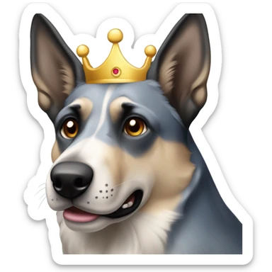 A malinois dark blue merle without red color with a crown on his head sticker