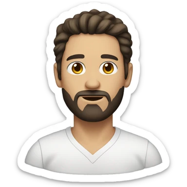 Man with long dark brown hair, light beard and goatee  sticker