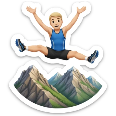 apple style emoji of a man flipping head over heels as he falls past a mountain sticker