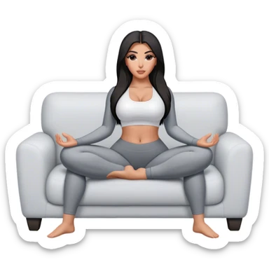 hyper-realistic kim kardashian in yoga pants on couch comfy sticker