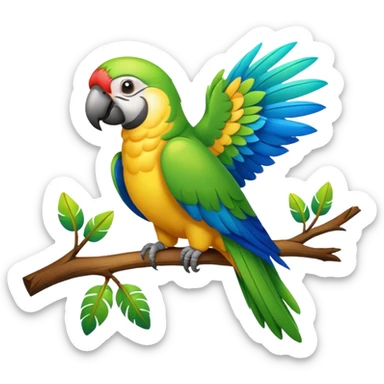["Colorful parrot perched on a branch."] sticker